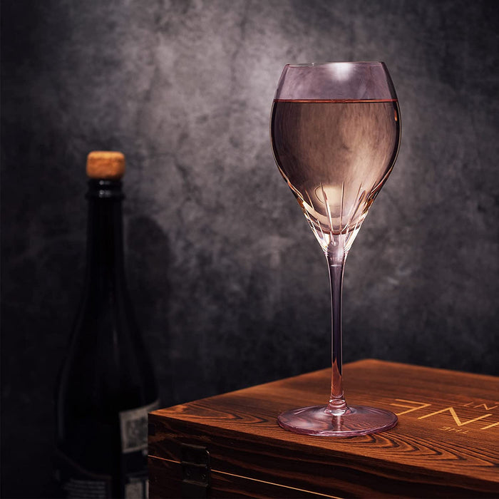 Paris Collection Crystal Pink Balloon Wine Glasses, Red & White Wines 14 oz Set of 4 by The Wine Savant - Extraordinary Parisian Glass, For Wedding Beautiful Present Anniversary Birthday Women Men Bar