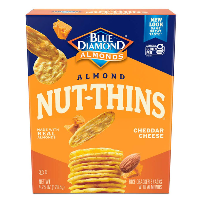 Blue Diamond Nut-Thins Cheddar Cheese Crackers, 7.7 oz (Pack of 6) - Gluten-Free Snacks