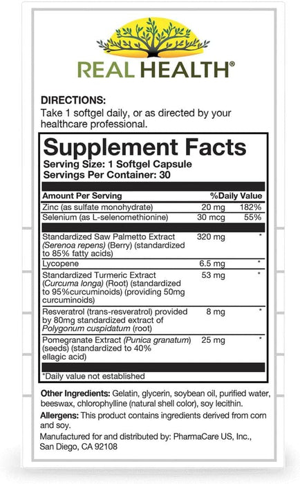 Real Health Prostate Complete (30 Softgels) | Supports Prostate Function.