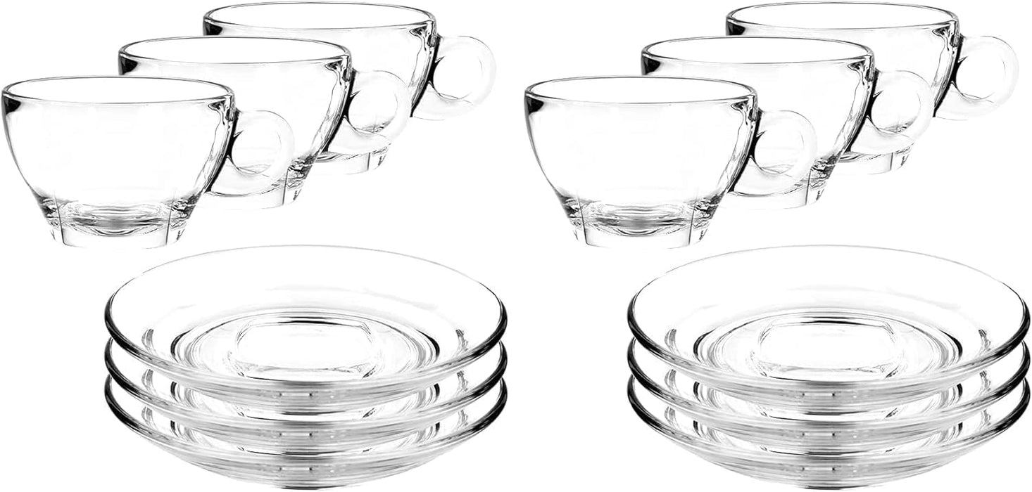 Glass Latte Cup and Saucer - 8.75oz - Set of 6