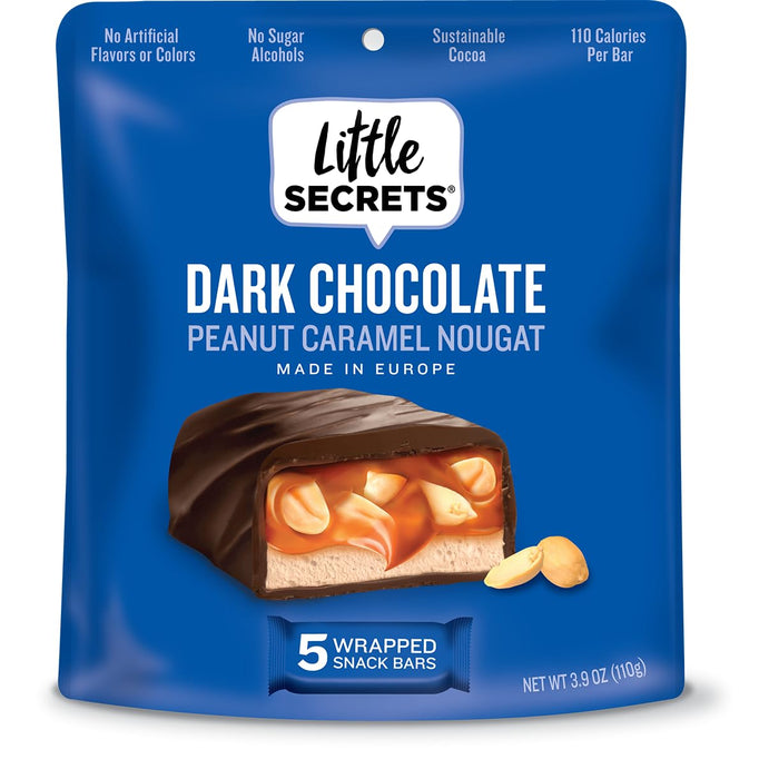 Little Secrets - Peanut Caramel Dark Nougat Bar, 3.9 oz (Pack of 6) - Gourmet Chocolate Candy