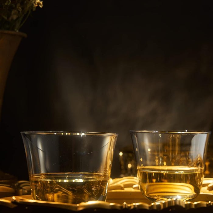 Vintage Crystal Lowball Tumbler Glasses, Set of 2, Clear Radiance - Spirits, Whiskey, Old Fashioned, Cocktails - Hand Blown Classy Glass -Timeless Art Deco Design - Durable Barware, Home Bar (5 OZ)