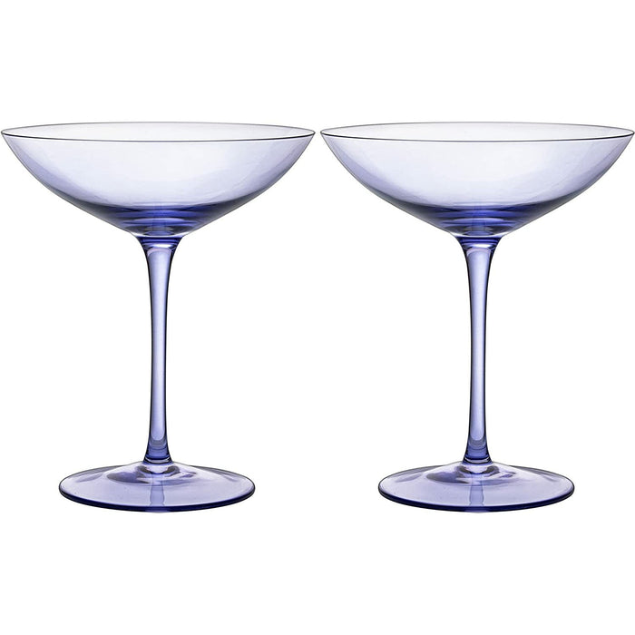 Champagne Coupes 12oz by The Wine Savant - Colorful Champagne Glasses, Prosecco, Mimosa Glasses Set, Cocktail Glass Set, Bar Glassware Luster Glasses (2, Lavender)