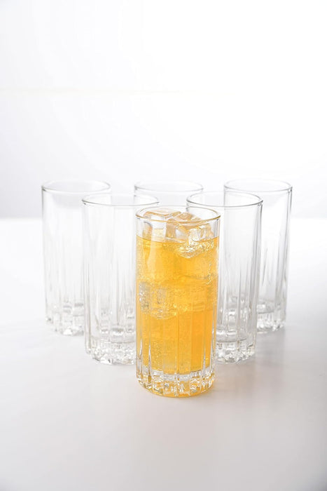 Traze Tom Collins Crystal Cut Glasses Set of 6 11.5 Oz