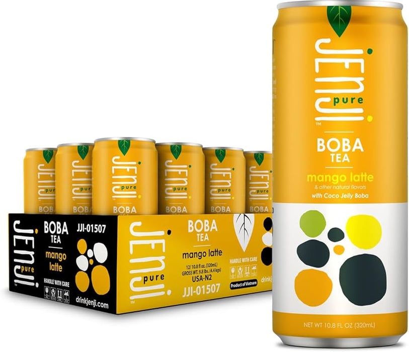 Jenji Boba Tea Mango Latte, 10.8 fl oz (Pack of 12) - Dairy & Gluten-Free