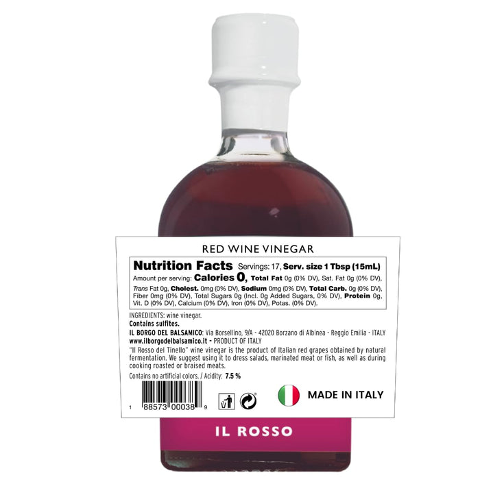 IL TINELLO, Red Wine Vinegar Aceto di Vino Rosso, (8.45 fl oz) 250ml