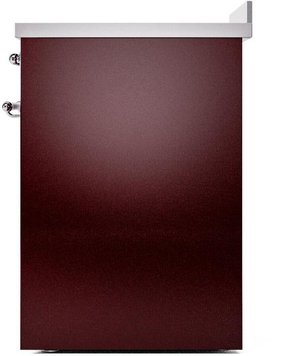 ILVE Nostalgie II 30" Electric Range, Burgundy, Chrome Trim UPI304NMPBUC