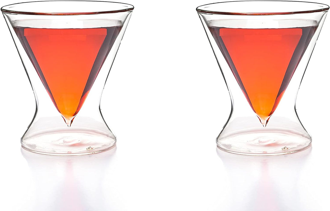 Double-Walled Stemless Martini Glasses - Set of 2/Set of 4 - 8oz