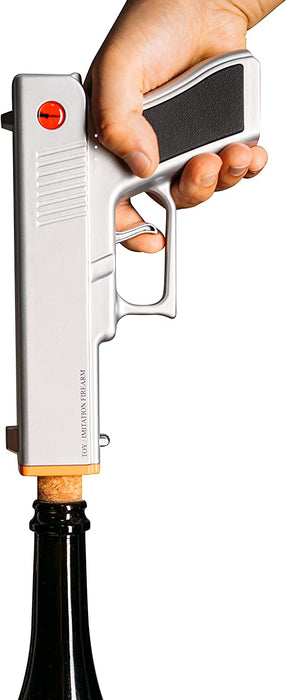 Electric Gun Wine Corkscrew Bottle Opener - Rechargeable Holster Base Cordless Battery - Automatically Open Wines Multifunctional Electronic Cork Puller - Guns Enthusiasts Gift & Vino Lovers (Silver)