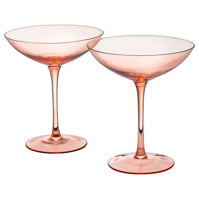 The Wine Savant Champagne Coupes 12oz Colorful Champagne Glasses, Prosecco, Mimosa Glasses Set, Cocktail Glass Set, Bar Glassware Luster Glasses (2, Orange)