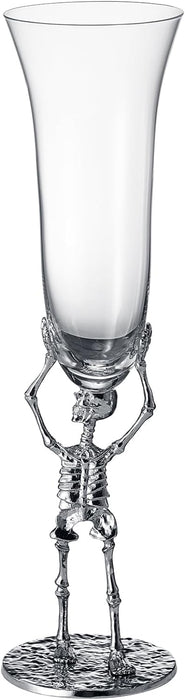 Skeleton Champagne Flute Glass | Single | 7.5oz Halloween Skeleton Glasses 10" H, Goth Gifts, Skeleton Gifts, Skeleton Decor, Spooky Wine Gift Set, Perfect for Halloween Themed Parties