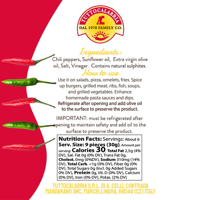 TuttoCalabria Whole Calabrian Hot Chili Peppers, 10 oz