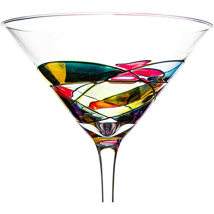 The Wine Savant Artisanal Hand Painted Stemless - Rennesance Romantic Stain-glassed Windows Wine Glasses Set of 2 - Gift Idea for Her, Him, Birthday, Housewarming - Extra Large Goblets (Martini)