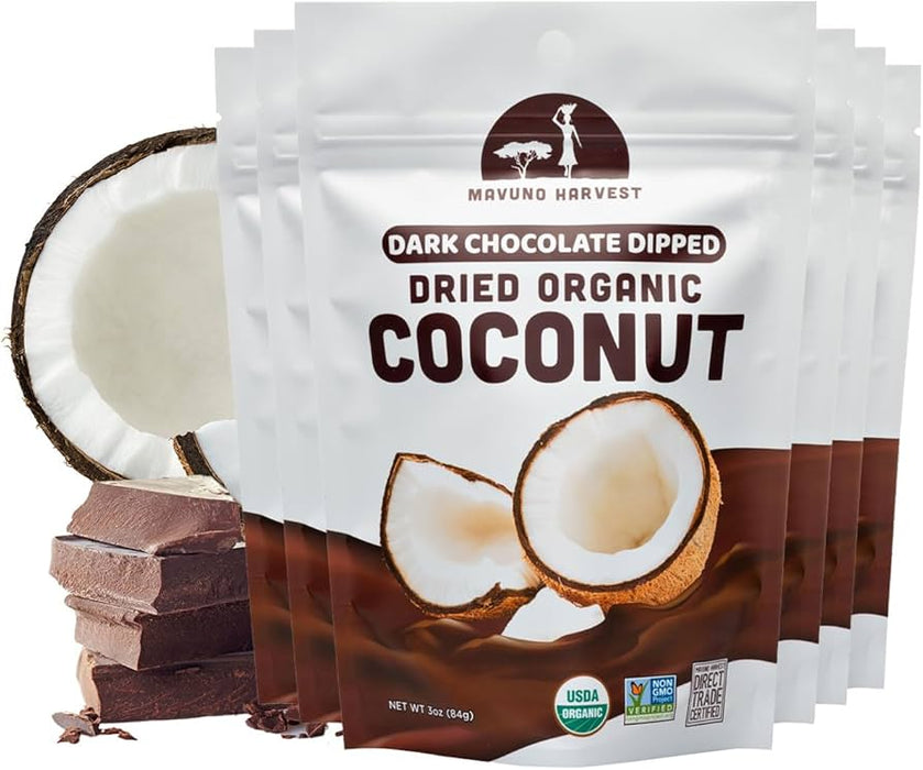 Mavuno Harvest - Organic Dark Chocolate Coconut, 3 oz (Pack of 6) - Healthy snack food