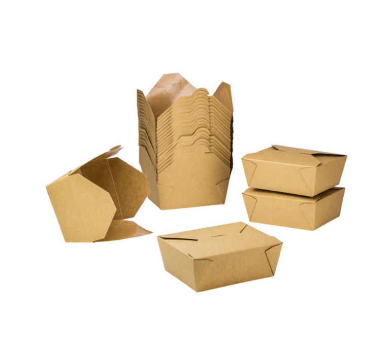 Fold-To-Go Box #3, 76 fl oz, Kraft - 200 pcs