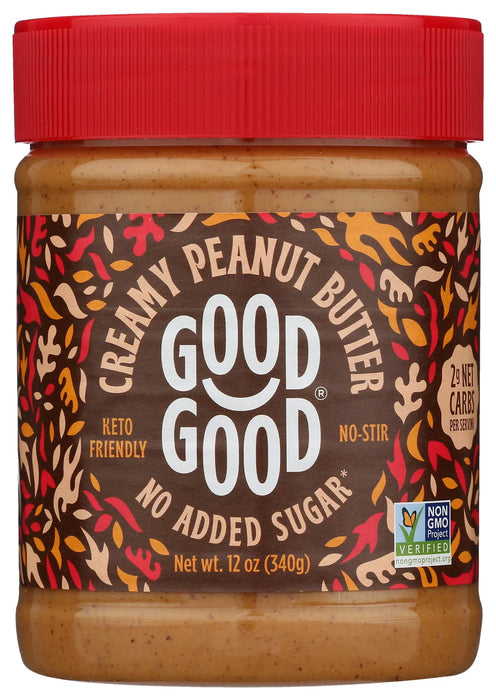 Good Good - Creamy Peanut Butter, 12 oz (Pack of 6) - Gluten-Free Spread