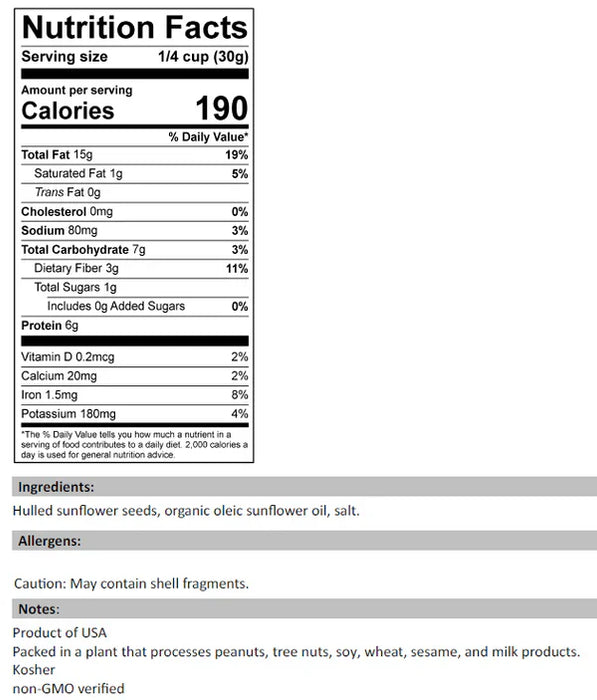 Woodstock Farms Roasted & Salted Sunflower Seeds - Non-GMO, 11 oz, Pack of 12