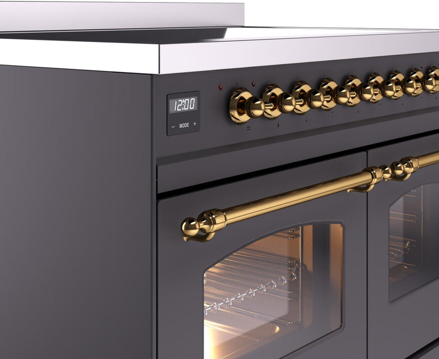 ILVE Nostalgie II 40" Electric Range, Matte Graphite, Brass Trim UPDI406NMPMGG
