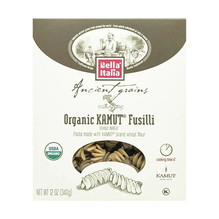 Bella Italia - Organic Kamut Fusilli Pasta, 12 oz (Pack of 6) - Italian Kosher Pasta