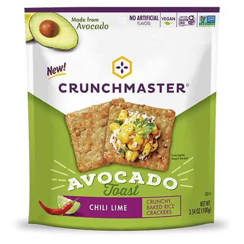 Crunchmaster - Avocado Toast Chili Lime Crackers, 3.54 oz (Pack of 12) - Gluten-Free Snacks