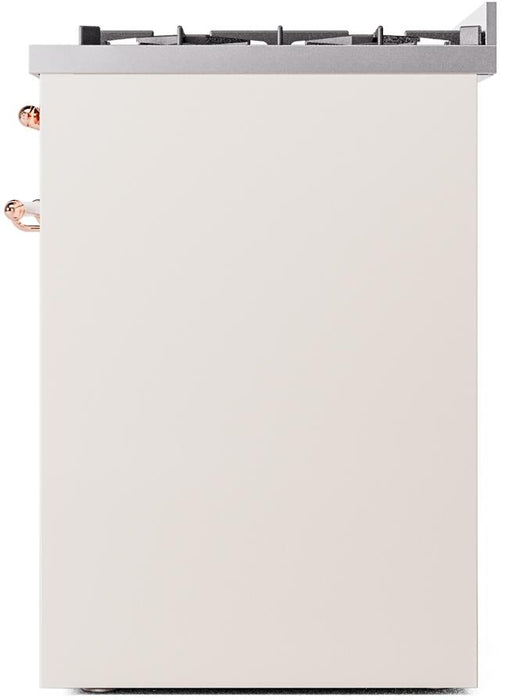 ILVE Nostalgie II 30" Dual Fuel Liquid Propane Range, Antique White, Copper Trim UP30NMPAWPLP