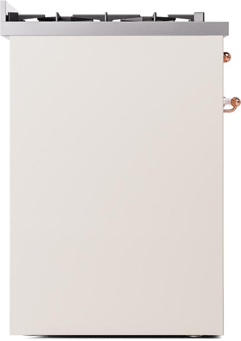 ILVE Nostalgie II 30" Dual Fuel Natural Gas Range, Antique White, Copper Trim UP30NMPAWP