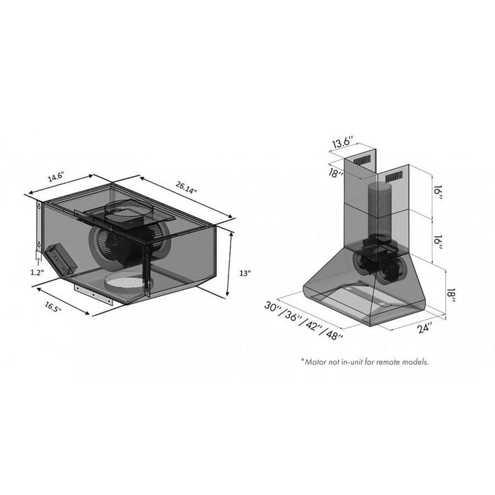 ZLINE 36" Remote Blower Stainless Steel Wall Range Hood, 687-RS-36-400