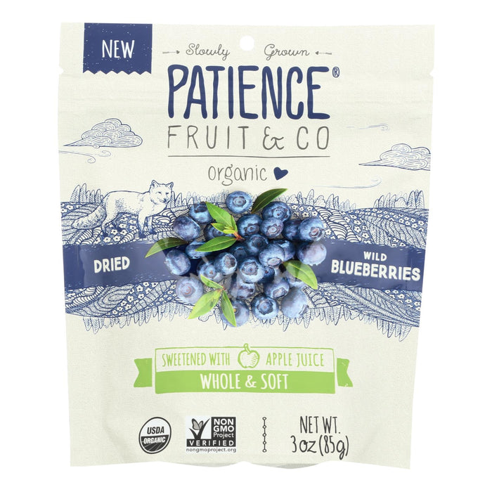 Patience Fruit & Co Organic Dried Wild Blueberries, 3 Oz (Pack of 8)