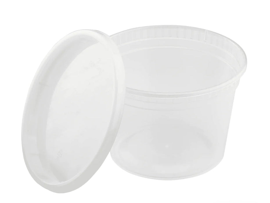 16oz PP Clear Plastic Injection Molded Deli Containers & Lids (117mm) - 240 sets