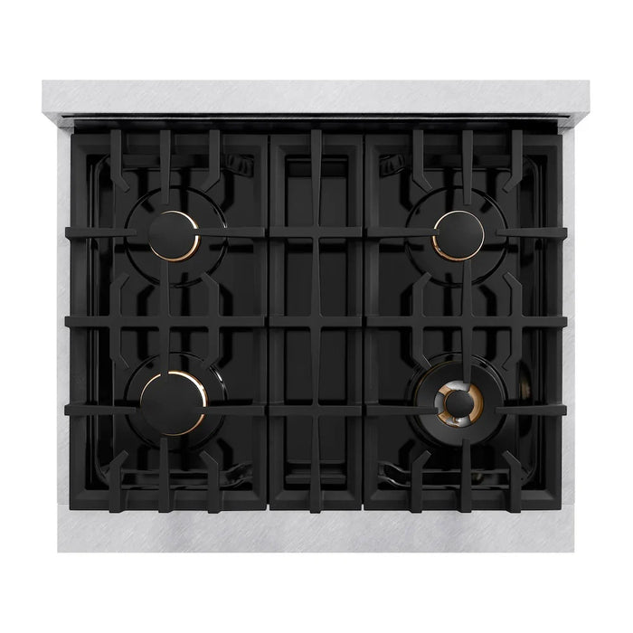 ZLINE 30"Classic Gas Range, Convection Gas Oven, DuraSnow® Stainless Steel, Matte Black CGRSZ-30-MB