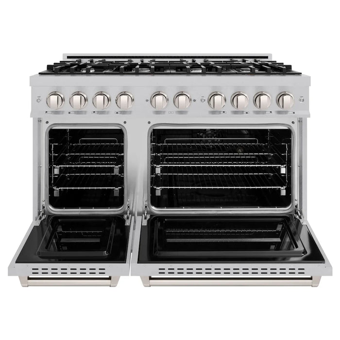 ZLINE 48" Dual Fuel Range, Gas Cooktop, Electric Convection Oven DuraSnow® Stainless Steel, CDRS-48