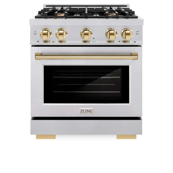 ZLINE 30" Select Gas Range Convection Gas Oven Stainless Steel Gold HGRZ-30-G