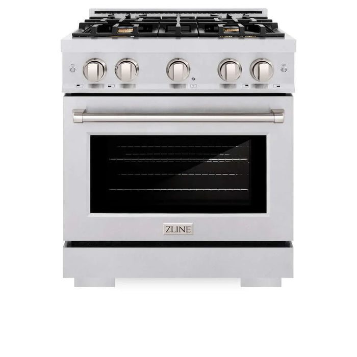 ZLINE 30" Select Gas Range Convection Gas Oven DuraSnow® Stainless Steel Brass Burners HGRS-BR-30