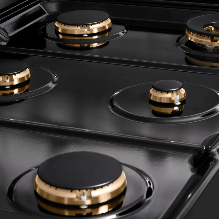 ZLINE 36" Paramount Gas Rangetop Black Stainless Steel Brass Burners SRTB-BR-36