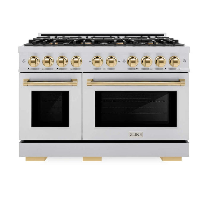 ZLINE 48" Select Dual Fuel Range Gas Cooktop Electric Convection Oven Stainless Steel Gold HDRZ-48-G