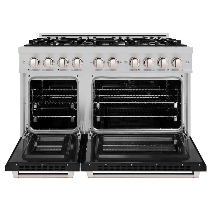 ZLINE 48" Select Gas Range Gas Convection Gas Oven Stainless Steel Black Matte Door HGR-BLM-48