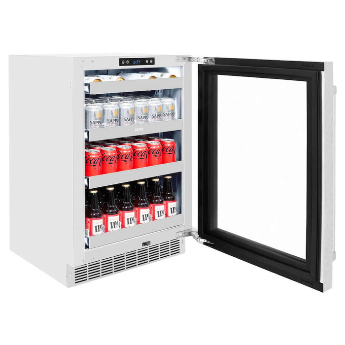 ZLINE 24" Touchstone 151 Can Beverage Fridge DuraSnow® Stainless Steel Glass Door RBSO-SN-24