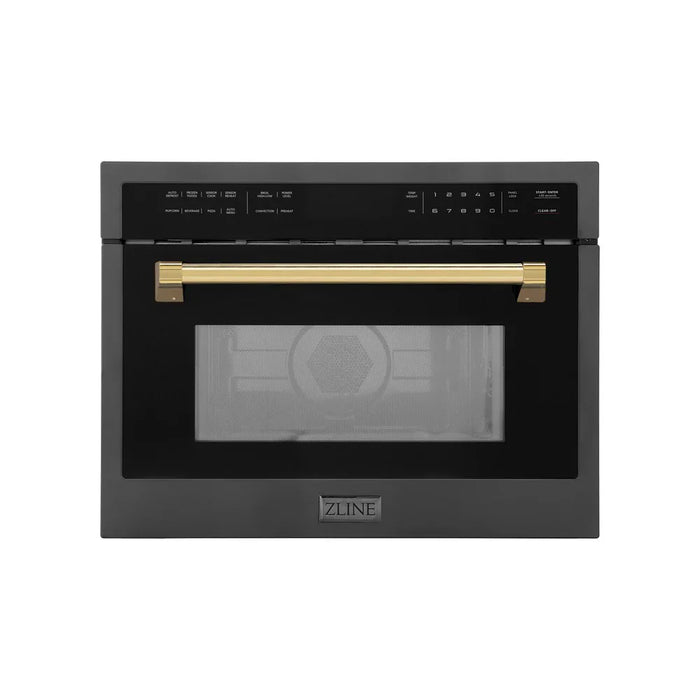 ZLINE 24" Convection Microwave, Black Stainless, Gold MWOZ-24-BS-G