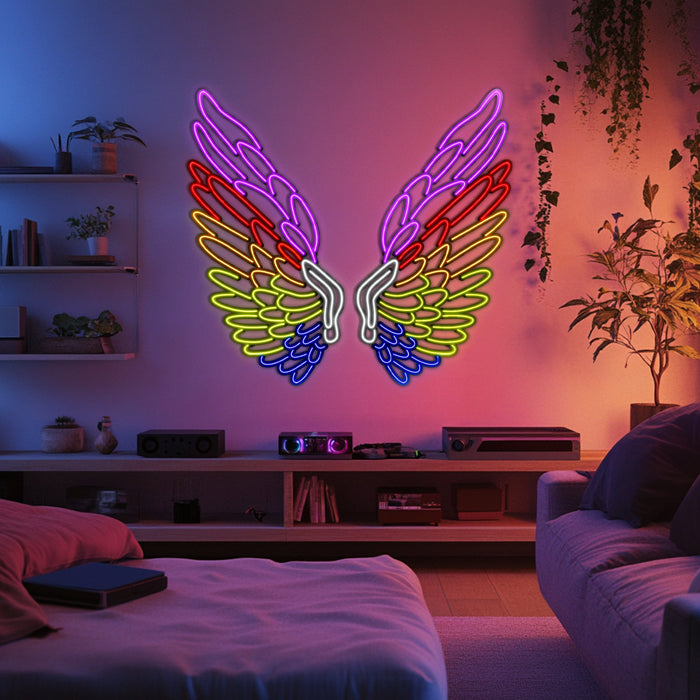 Rainbow Wing Metal Neon Wall Art- LN0013