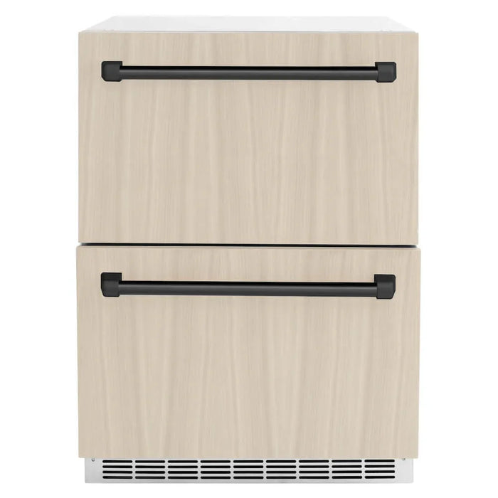 ZLINE 24" Touchstone 168 Can Outdoor-Rated Dual Refrigerator Drawer, Panel Matte Black, RDSPOZ-24-MB