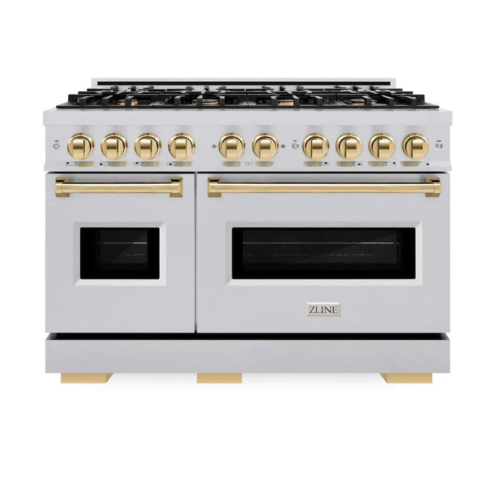 ZLINE 48" Dual Fuel Range, Gas Cooktop, Electric Convection Oven Stainless Steel, Gold CDRZ-48-G
