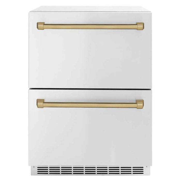 ZLINE 24" Touchstone 168 Can Outdoor-Rated Dual Refrigerator Drawer, Champagne Bronze, RDSOZ-ST-24-CB