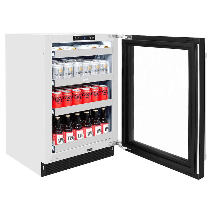 ZLINE 24" Touchstone 151 Can Beverage Fridge Black Matte Glass Door RBSO-BLM-24