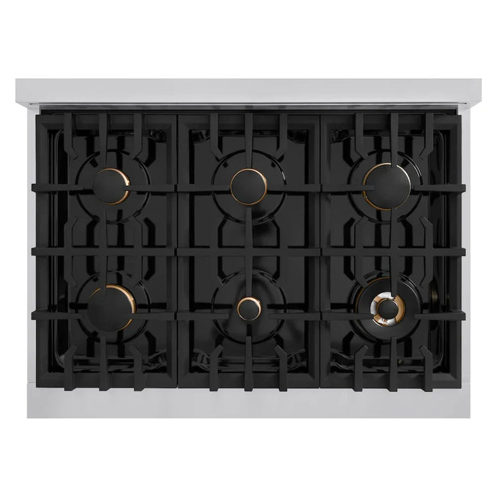 ZLINE 36" Dual Fuel Range, Gas Cooktop, Electric Convection Oven Stainless Steel, Matte Black CDRZ-36-MB
