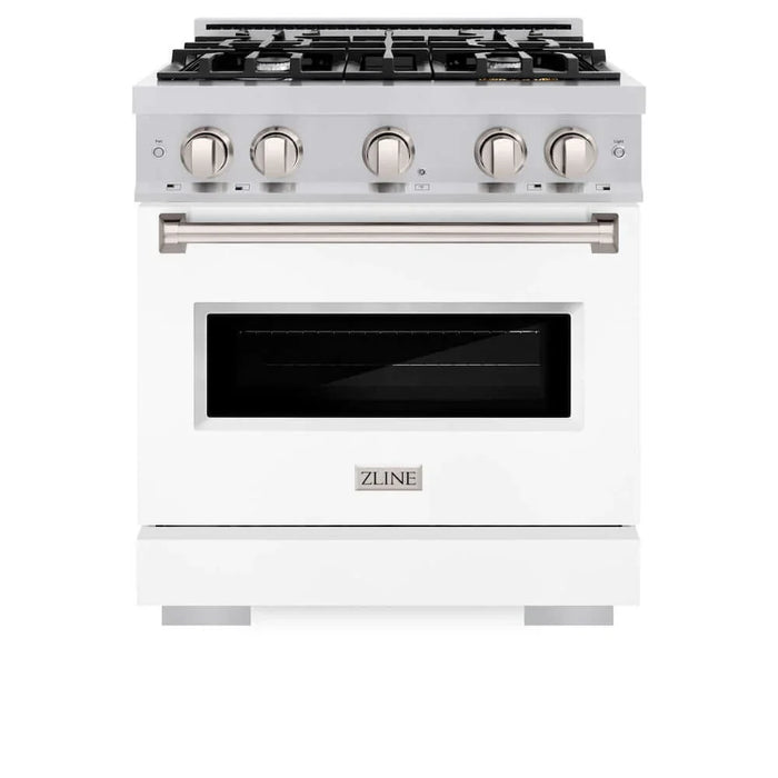 ZLINE 30"Classic Gas Range, Convection Gas Oven, Stainless Steel, White Matte Door CGR-WM-30