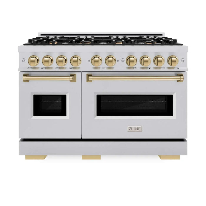 ZLINE 48" Dual Fuel Range, Gas Cooktop, Electric Convection Oven Stainless Steel, Champagne Bronze CDRZ-48-CB