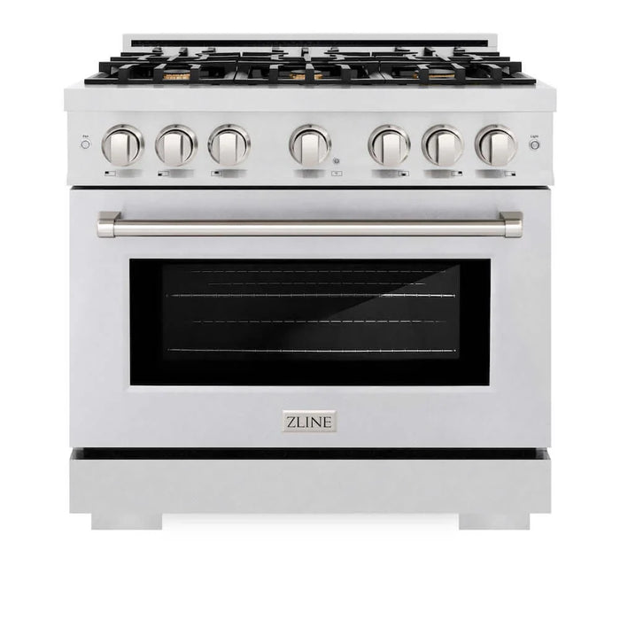 ZLINE 36" Select Gas Range Convection Gas Oven DuraSnow® Stainless Steel Brass Burners HGRS-BR-36