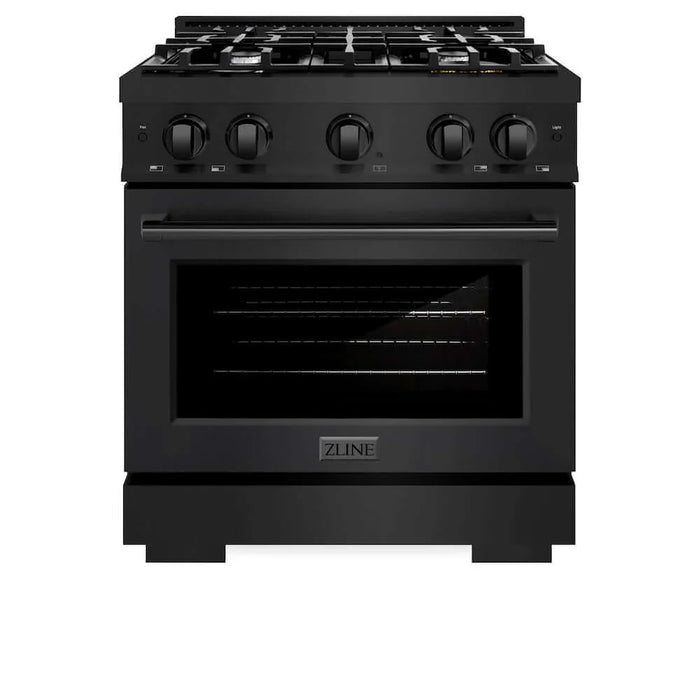 ZLINE 30" Select Dual Fuel Range Gas Cooktop Electric Convection Oven Black Stainless Steel HDRB-30