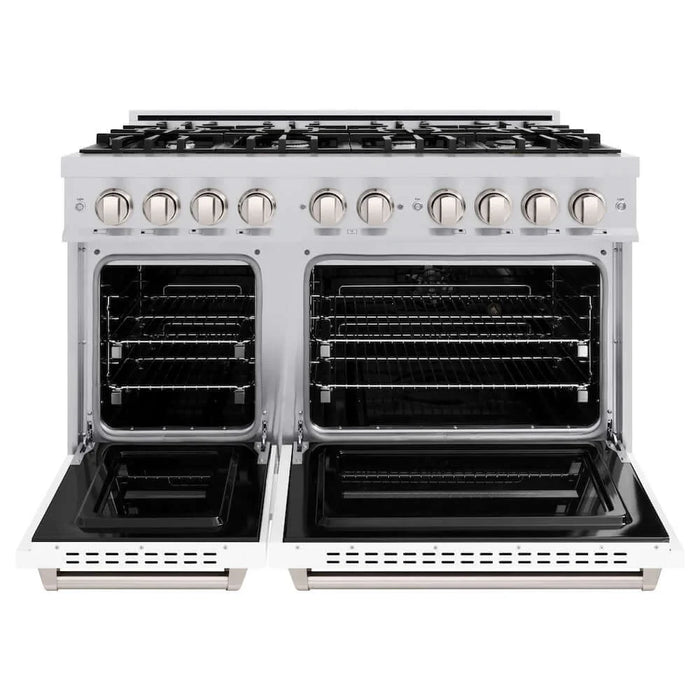 ZLINE 48"Classic Gas Range, Convection Gas Oven, Stainless Steel, White Matte Door CGR-WM-48