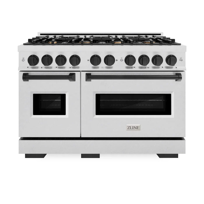 ZLINE 48"Classic Gas Range, Convection Gas Oven, DuraSnow® Stainless Steel, Matte Black CGRSZ-48-MB